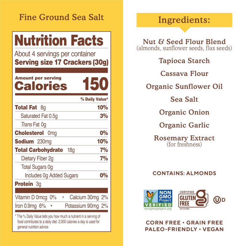 Simple Mills Almond Flour Crackers, Fine Ground Sea Salt - Gluten Free, Vegan, Healthy Snacks, 4.25 Ounce (Pack of 4) - Image 4
